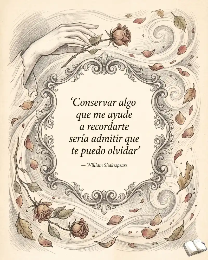 Frase romántica con rosa al viento