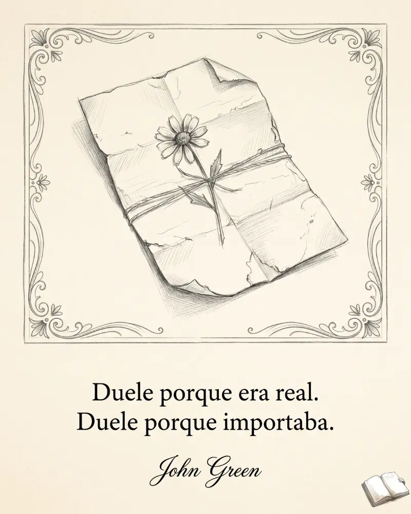 Frase ilustrada sobre el dolor real.