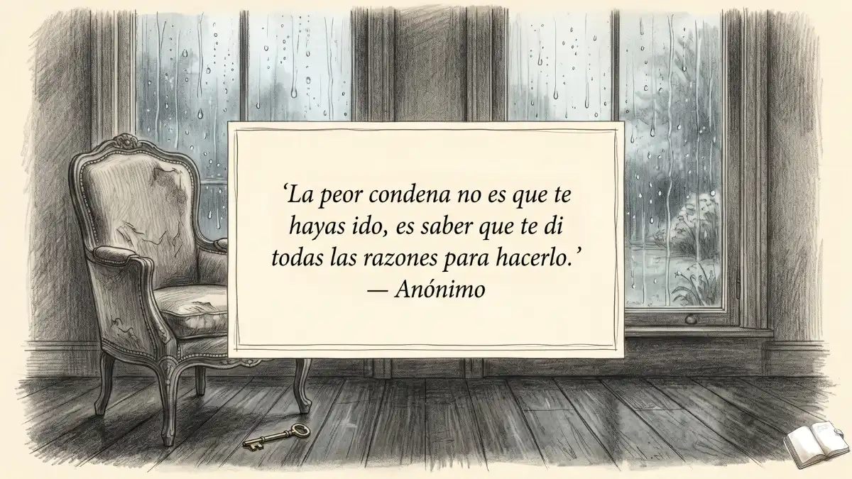 Frase de arrepentimiento con silla vacía.