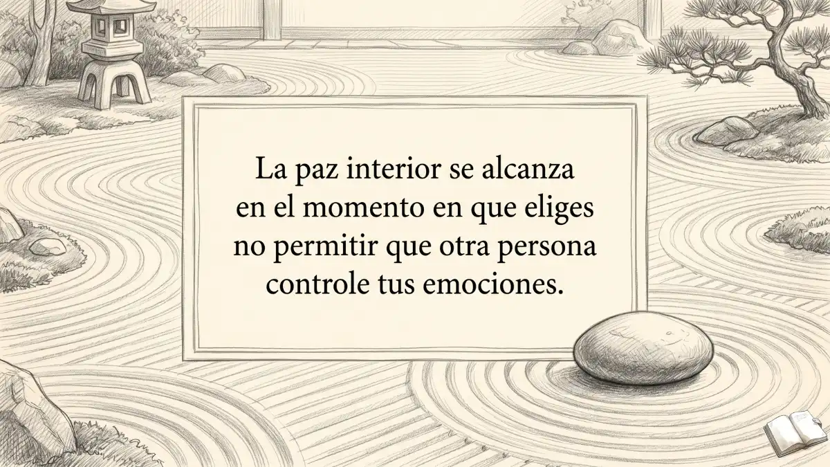 Frase serena con un jardín zen.