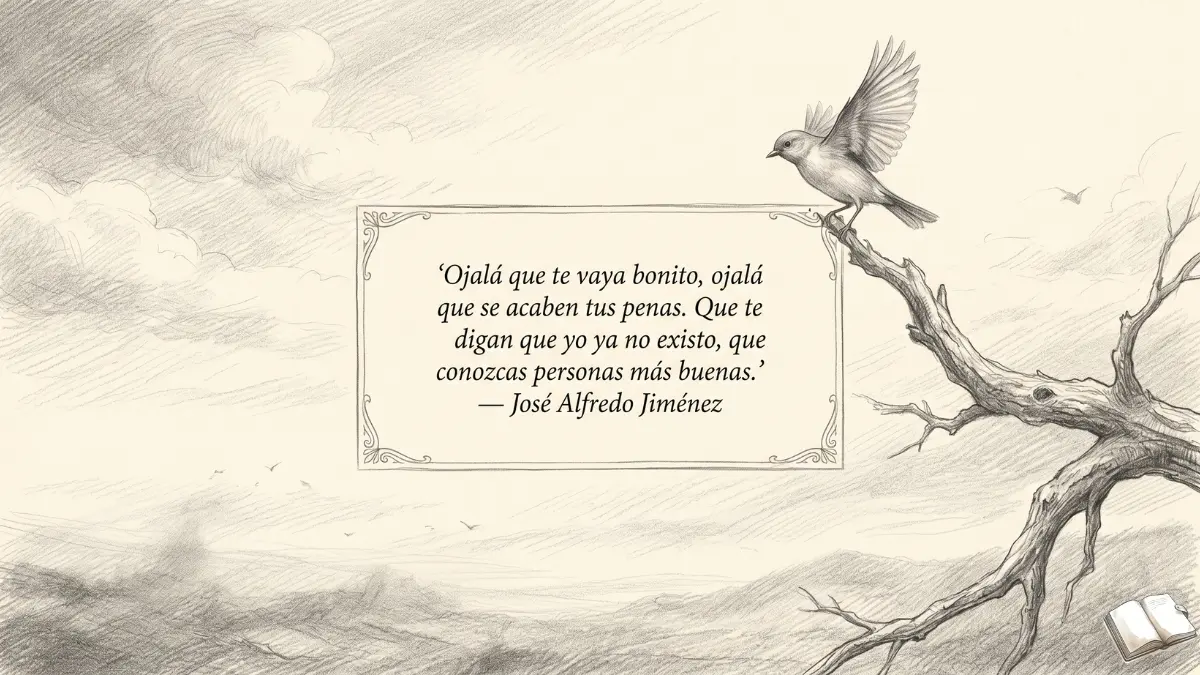 Frase de despedida con ave volando.