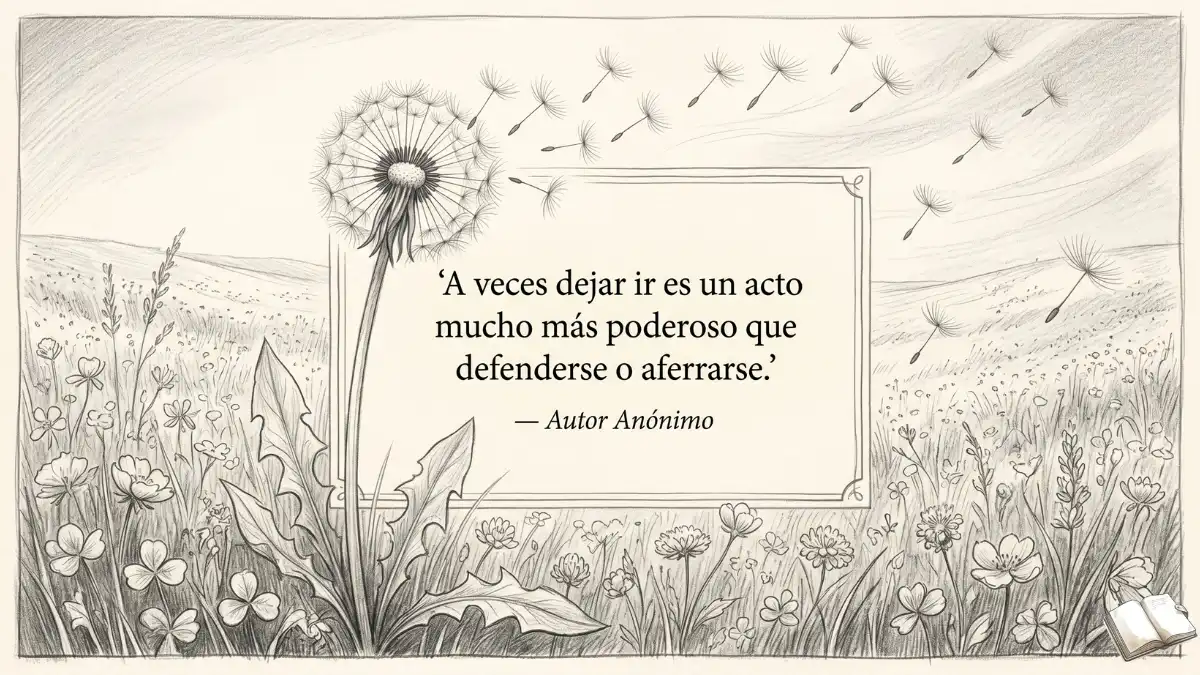 Frase liberadora con semillas al viento.