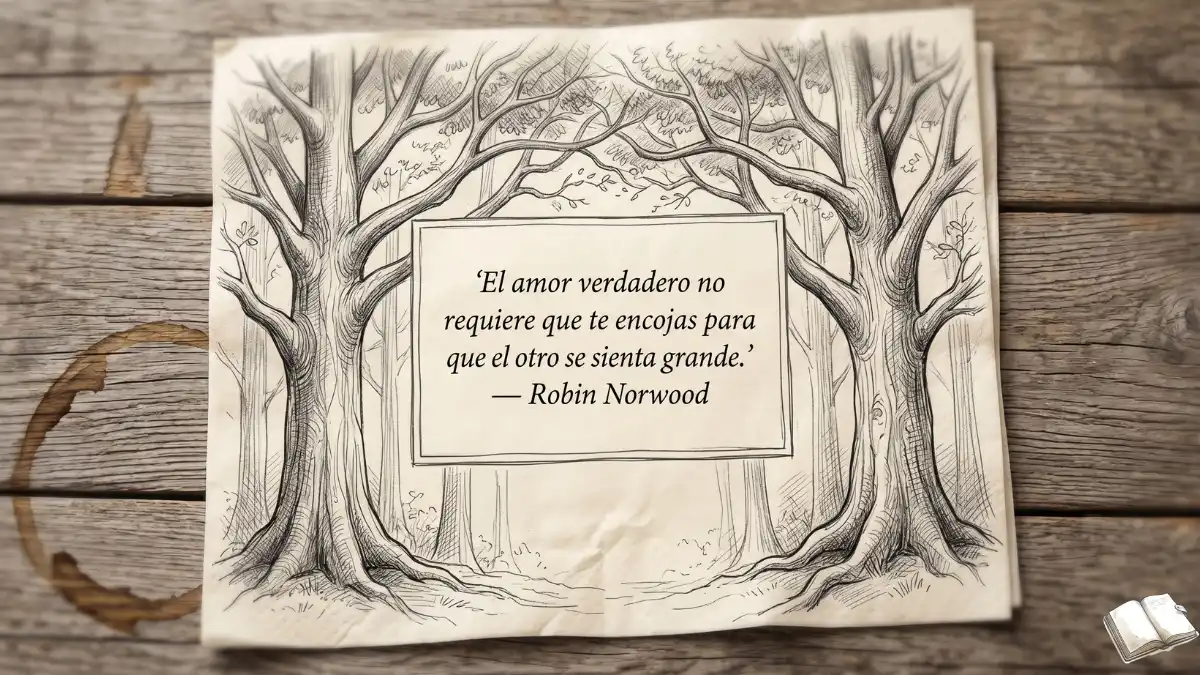 Frase empoderadora con dos árboles iguales