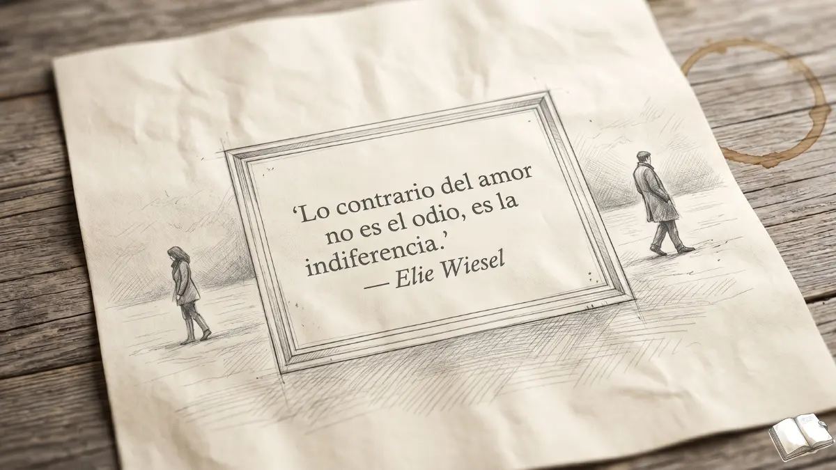 Frase reflexiva con un paisaje vacío.