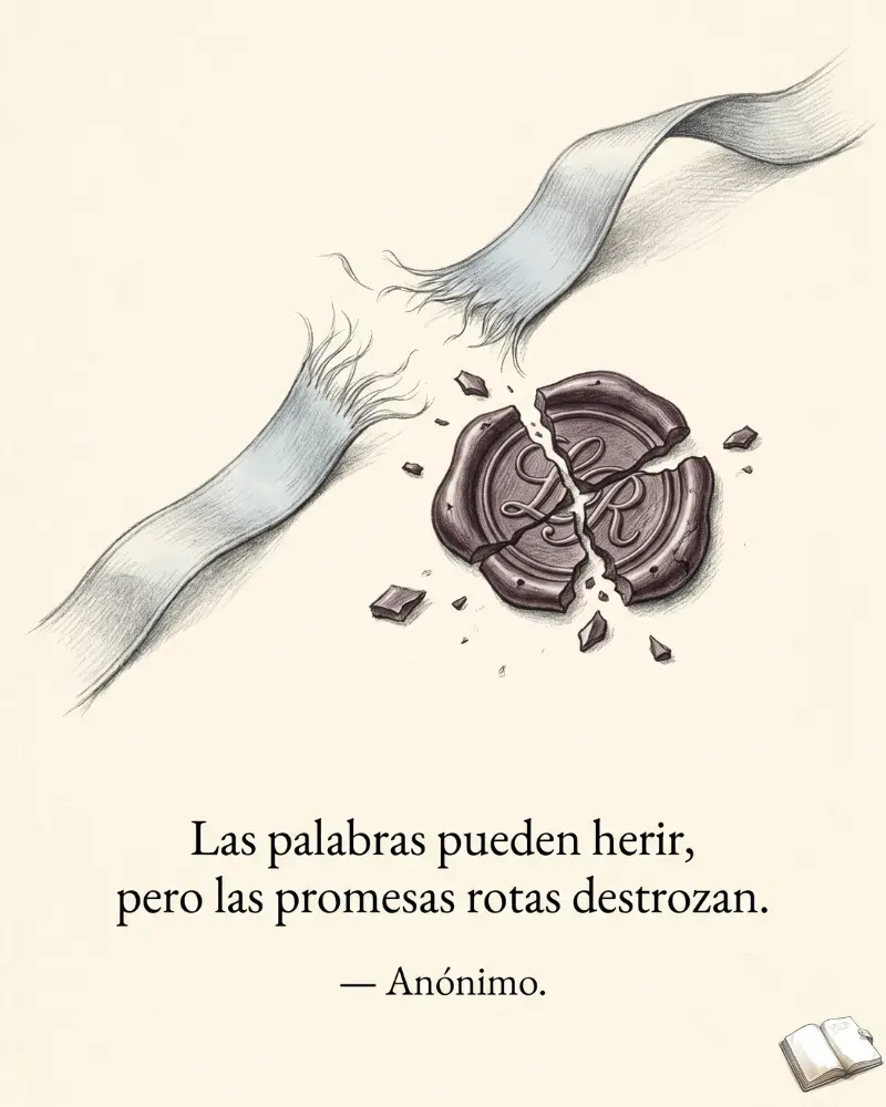  Frase ilustrada sobre promesas rotas.