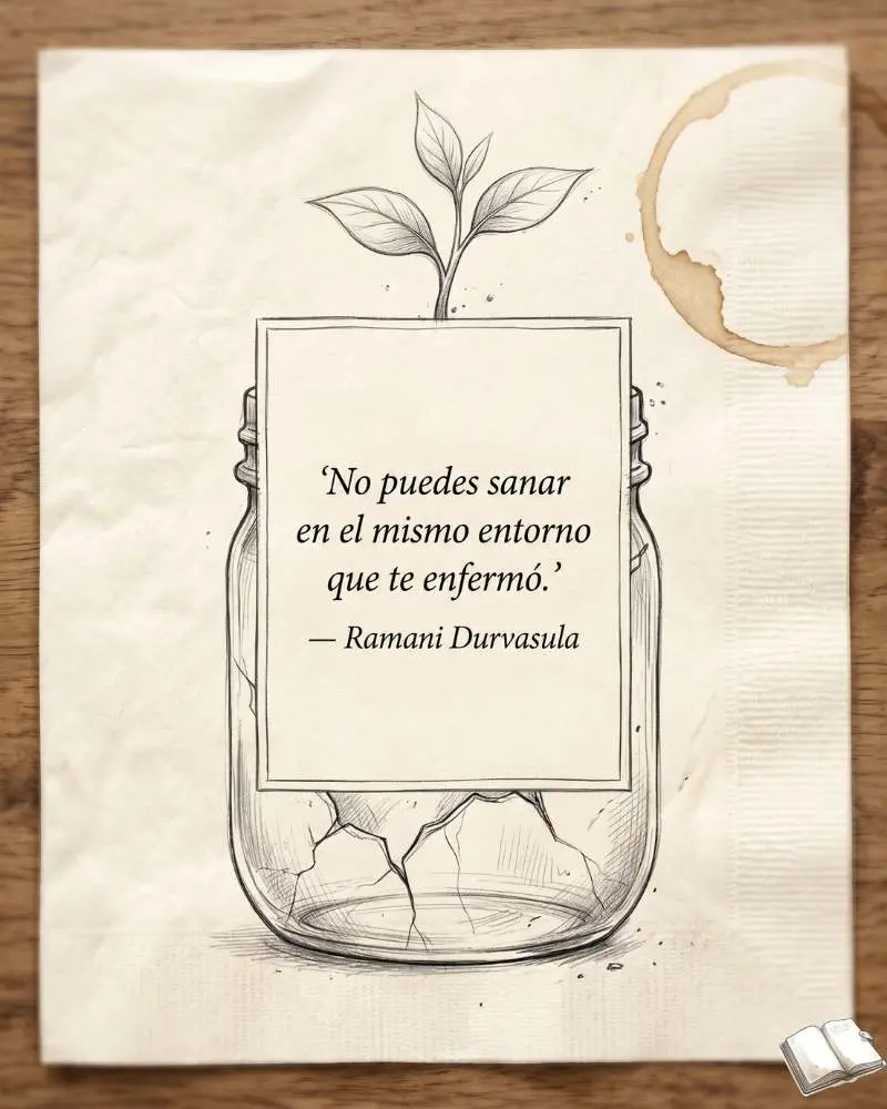 Frase sanadora con planta liberándose.
