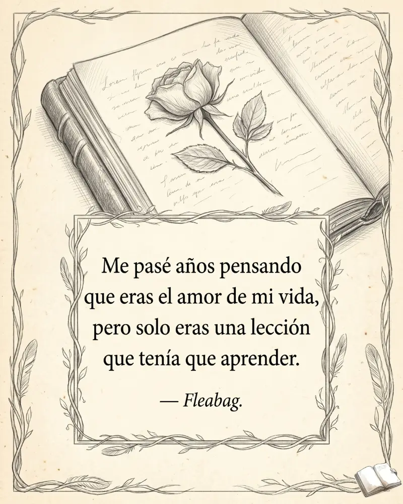  Frase agridulce con flor seca prensada.