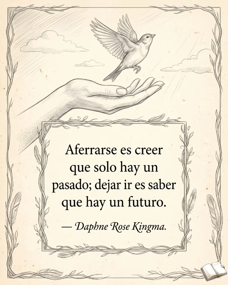 Frase liberadora con pájaro alzando vuelo.