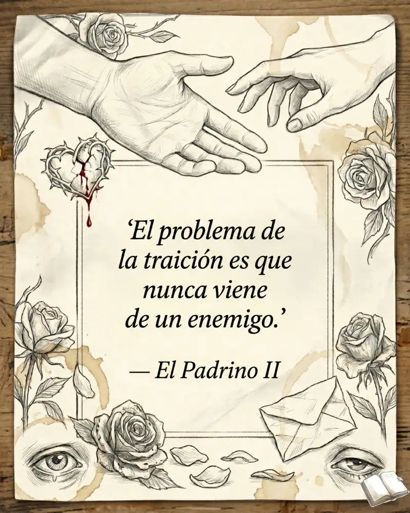 Frase sobre traición con puñal oculto.
