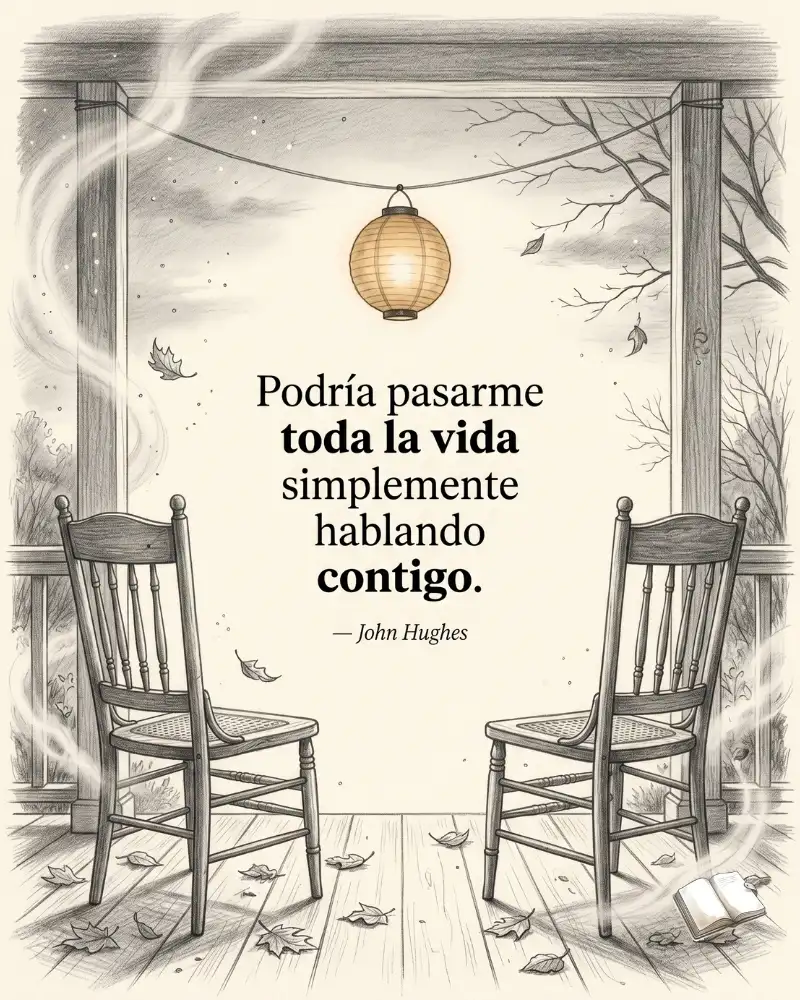 Frase romántica con farol dorado.