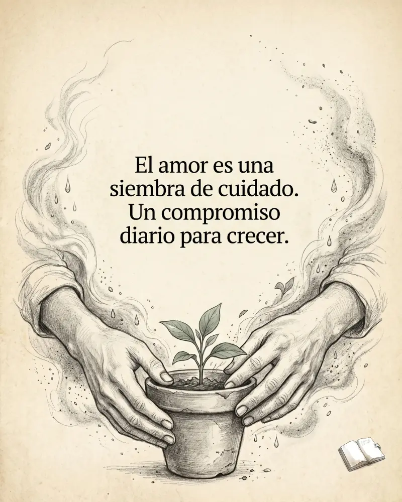 Frase sobre amor con planta verde.