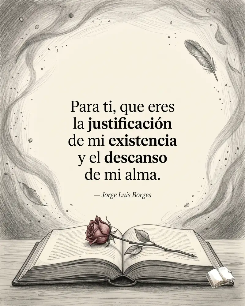 Frase romántica con rosa carmesí seca.