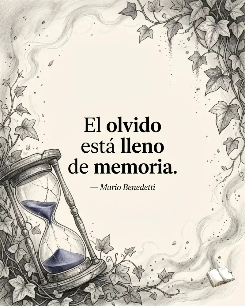Frase melancólica con reloj de arena.