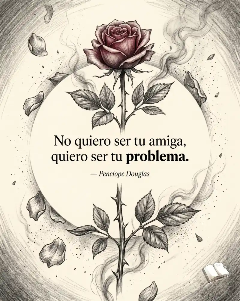 Frase rebelde con rosa y espinas.