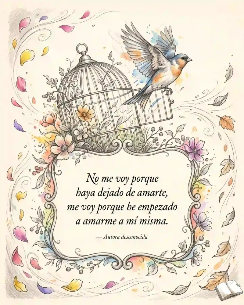  Frase liberadora con un pájaro volando.