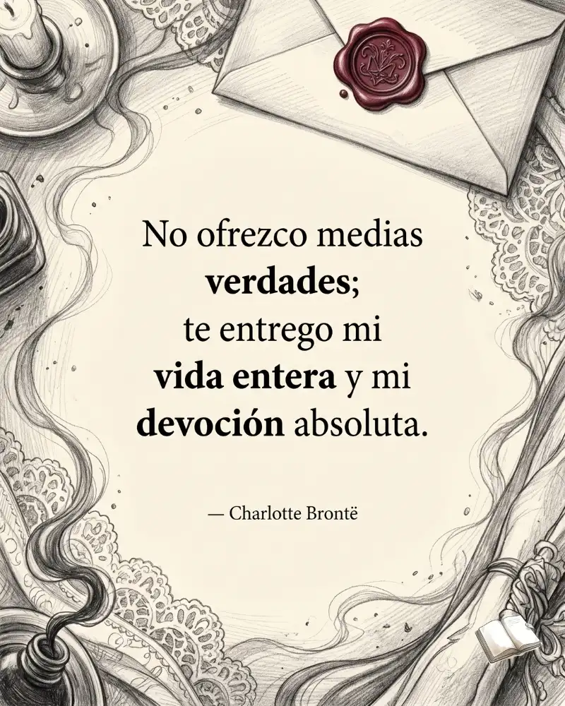 Frase de devoción con sello rojo.