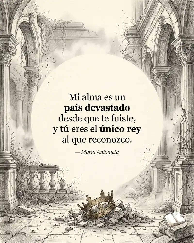 Frase melancólica con corona dorada rota