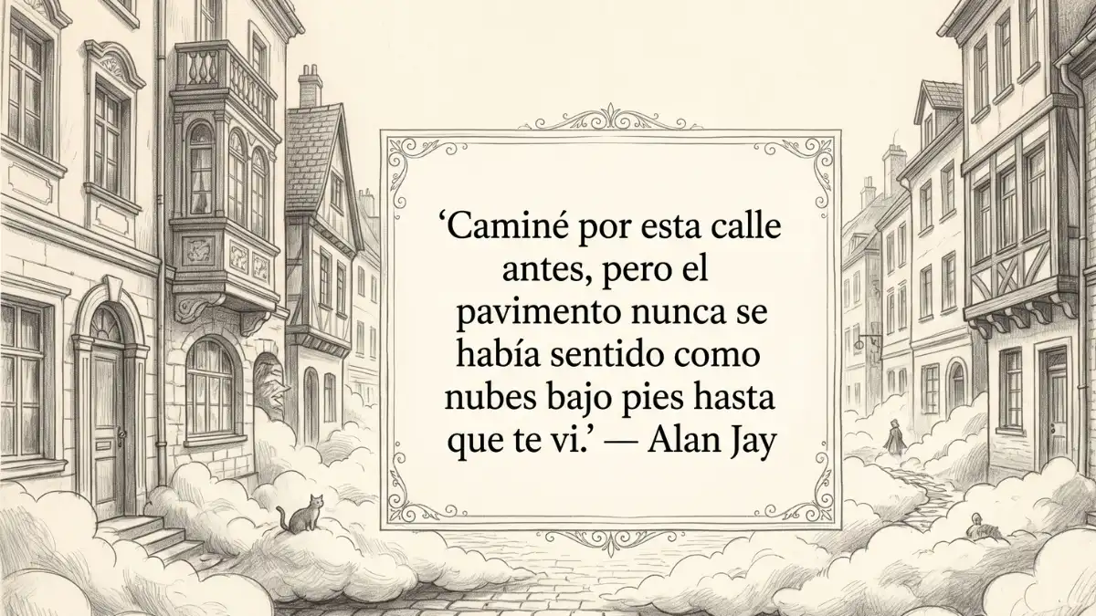 Frase ilusionada con calle de nubes.