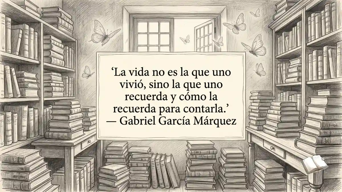 Frase sobre memoria con mariposas amarillas.