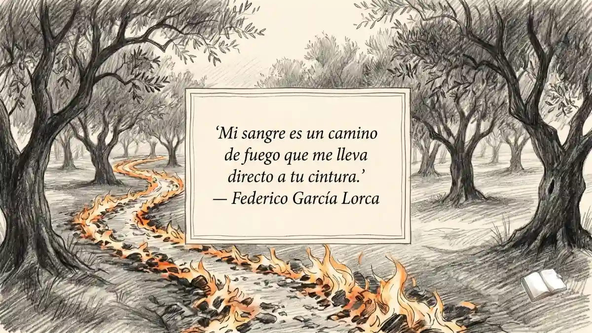 Frase de pasión con camino encendido.