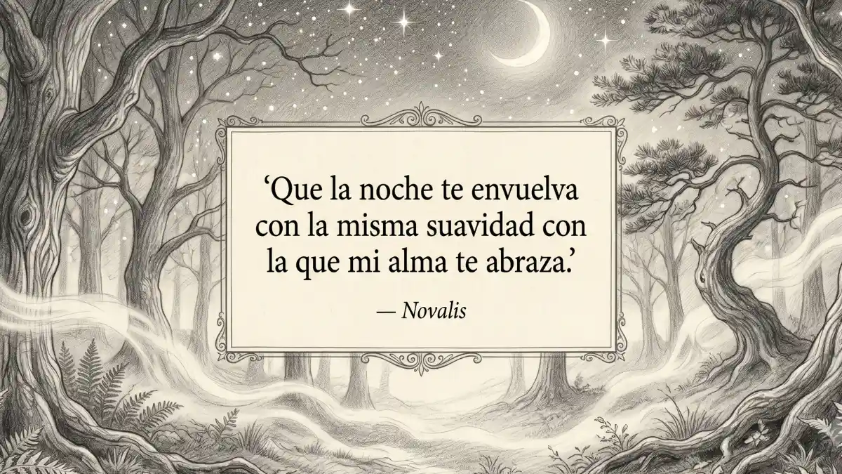 Frase poética con suave cielo estrellado.