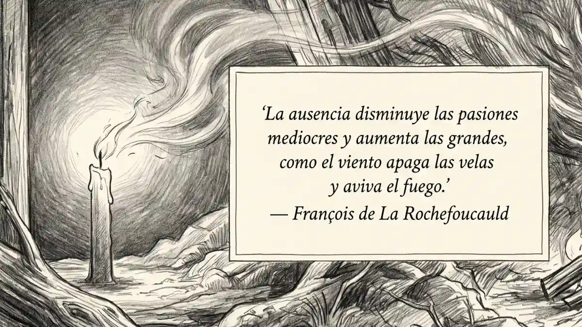 Frase filosófica sobre fuego y viento.