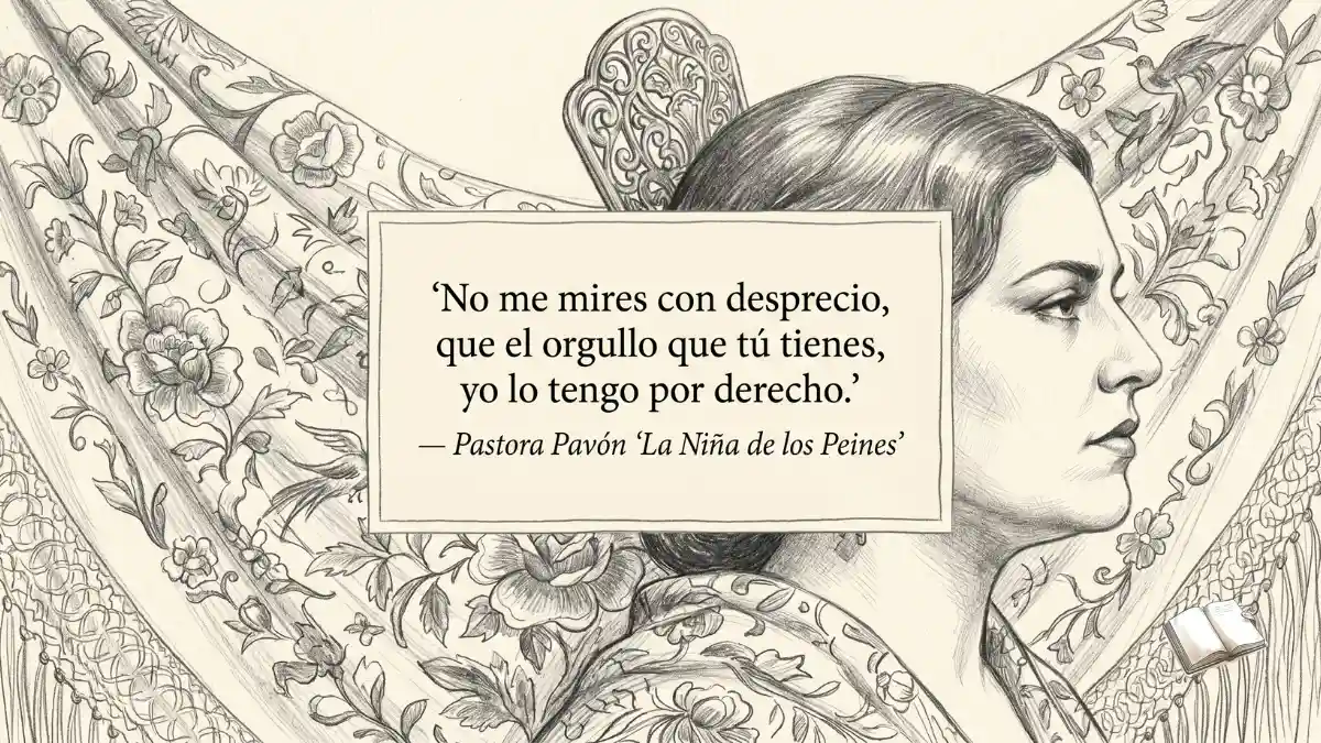 Frase de orgullo con peineta flamenca.
