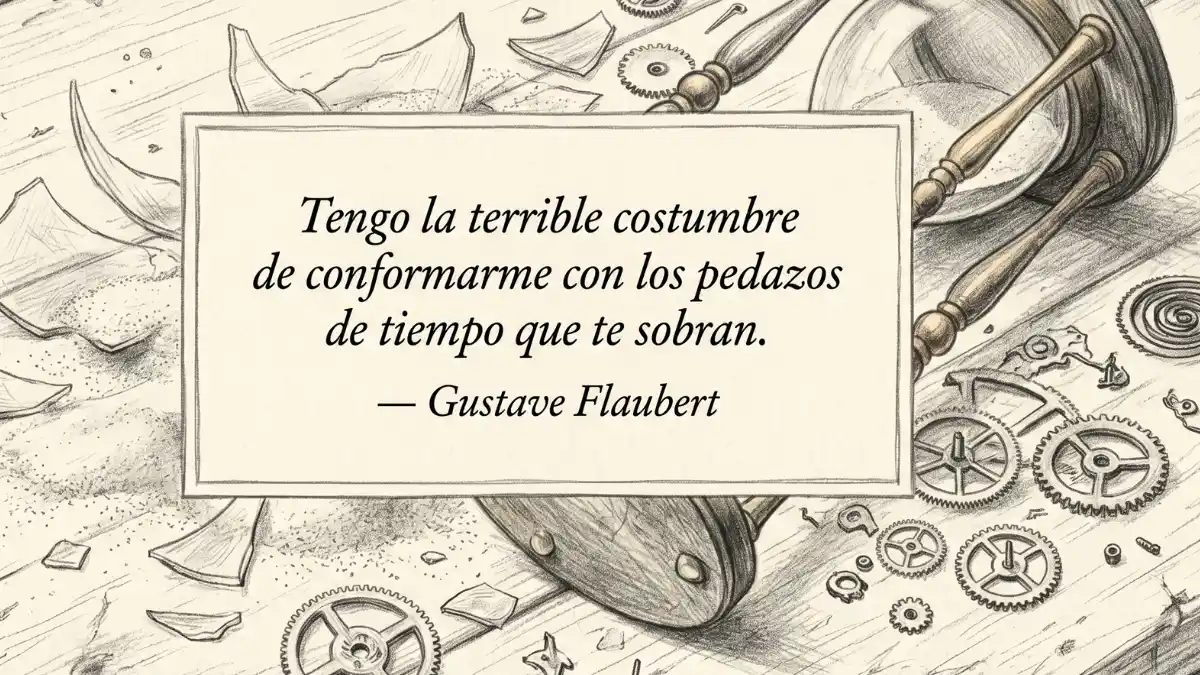 Frase melancólica con un reloj roto.