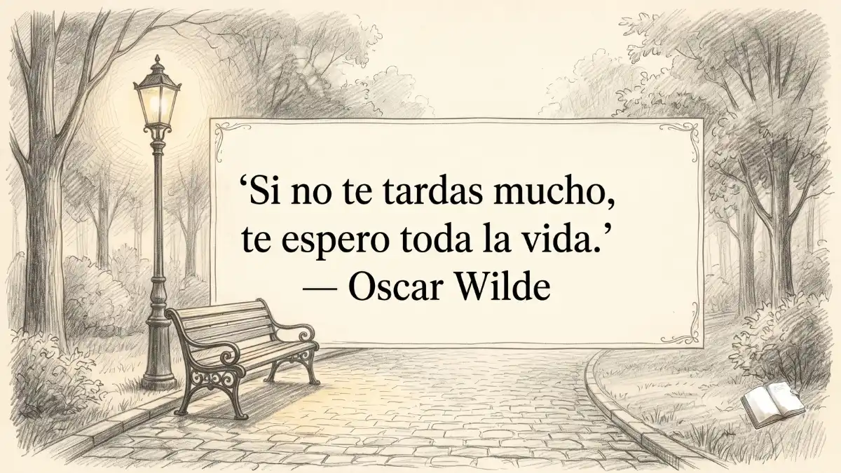 Frase romántica con un banco vacío