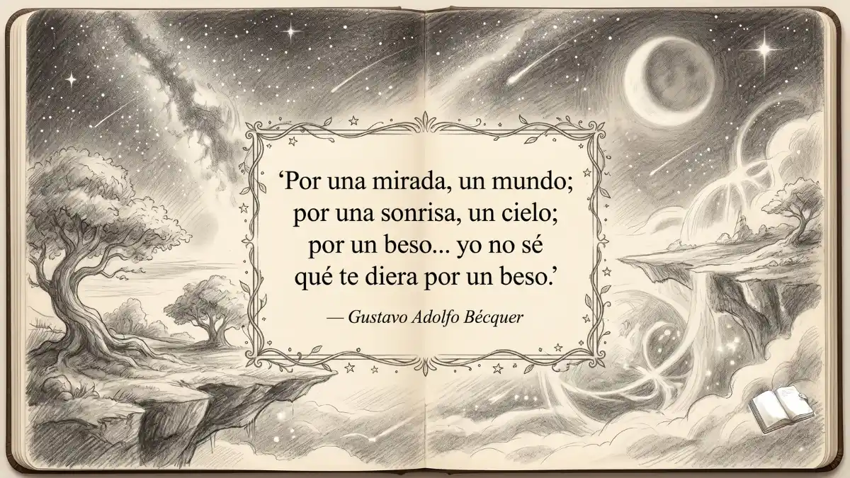 Frase poética sobre mirada y cielo.