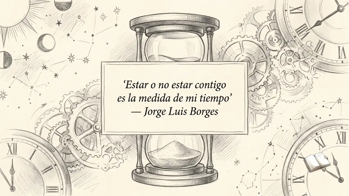 Frase romántica con reloj de arena.