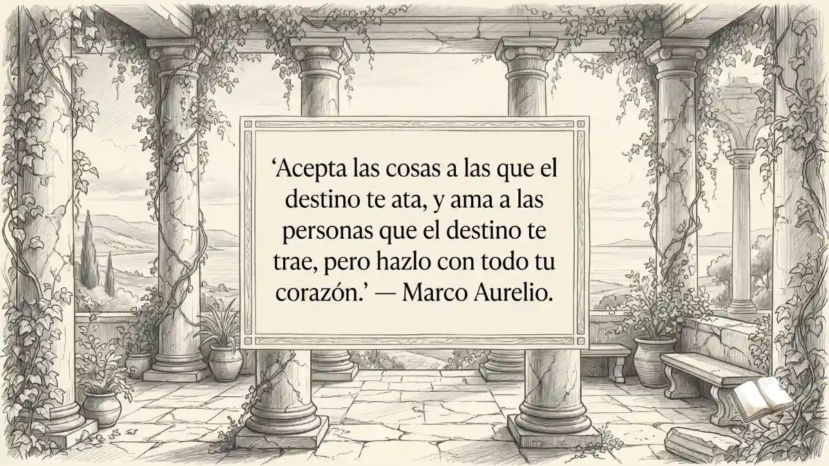 Frase estoica sobre destino y amor.