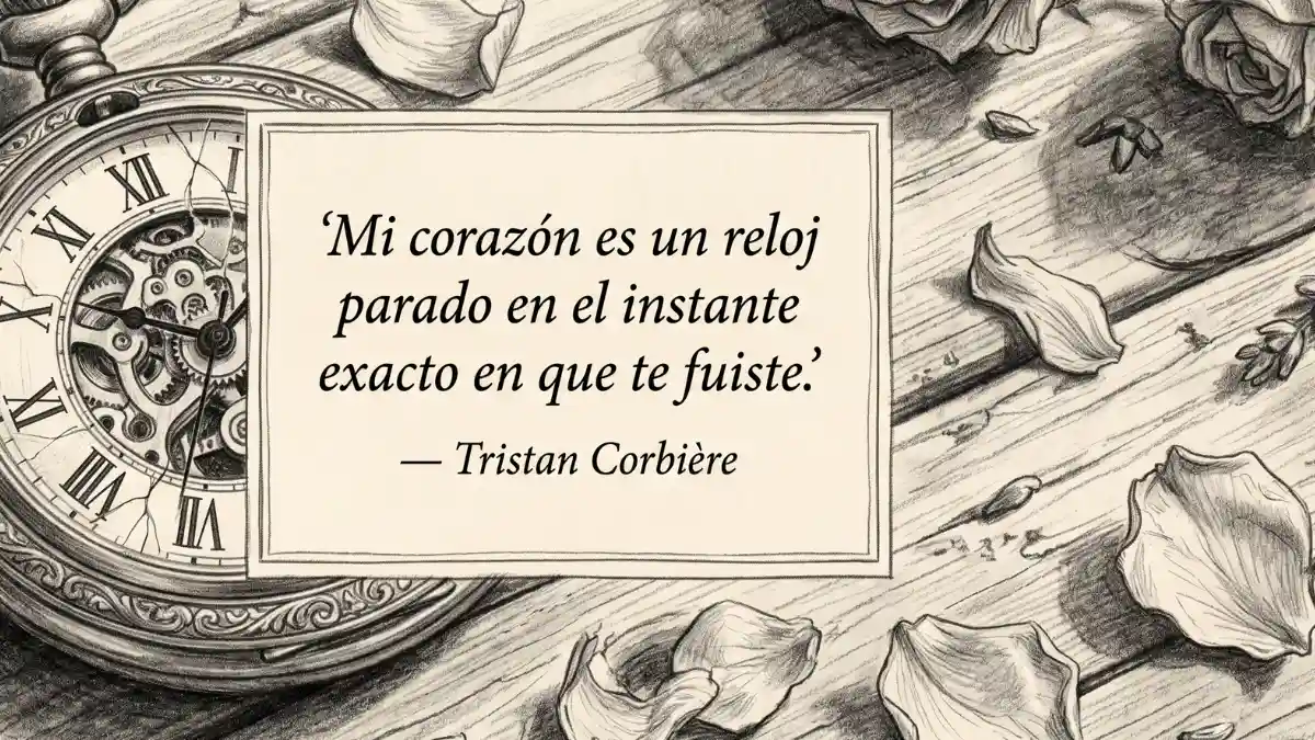 Reloja parado con frases tristes de amor