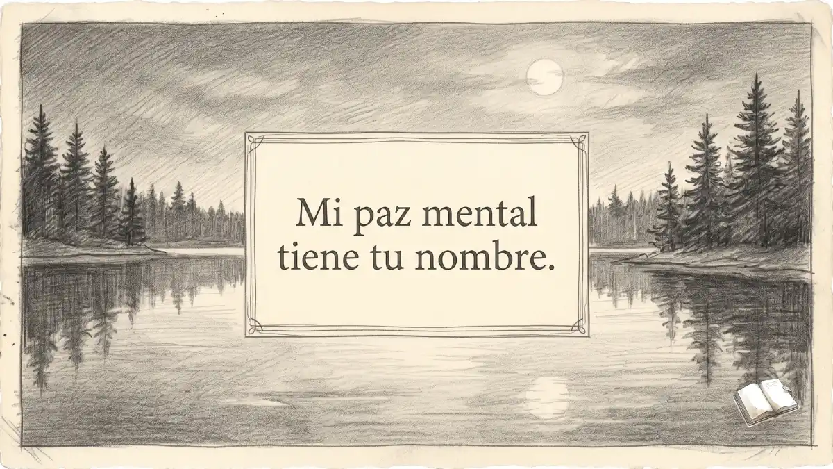Frase serena con un lago tranquilo.