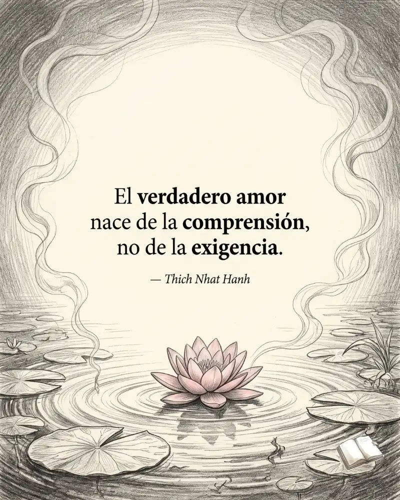 Frase de comprensión con loto rosa.