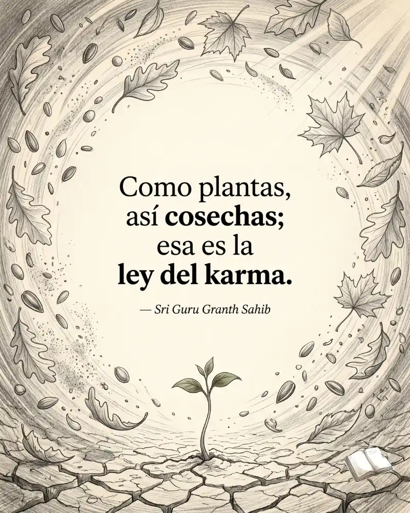 Frase sobre karma con brote verde.
