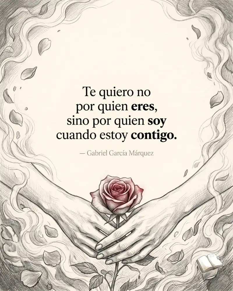 Frase romántica con rosa roja destacada