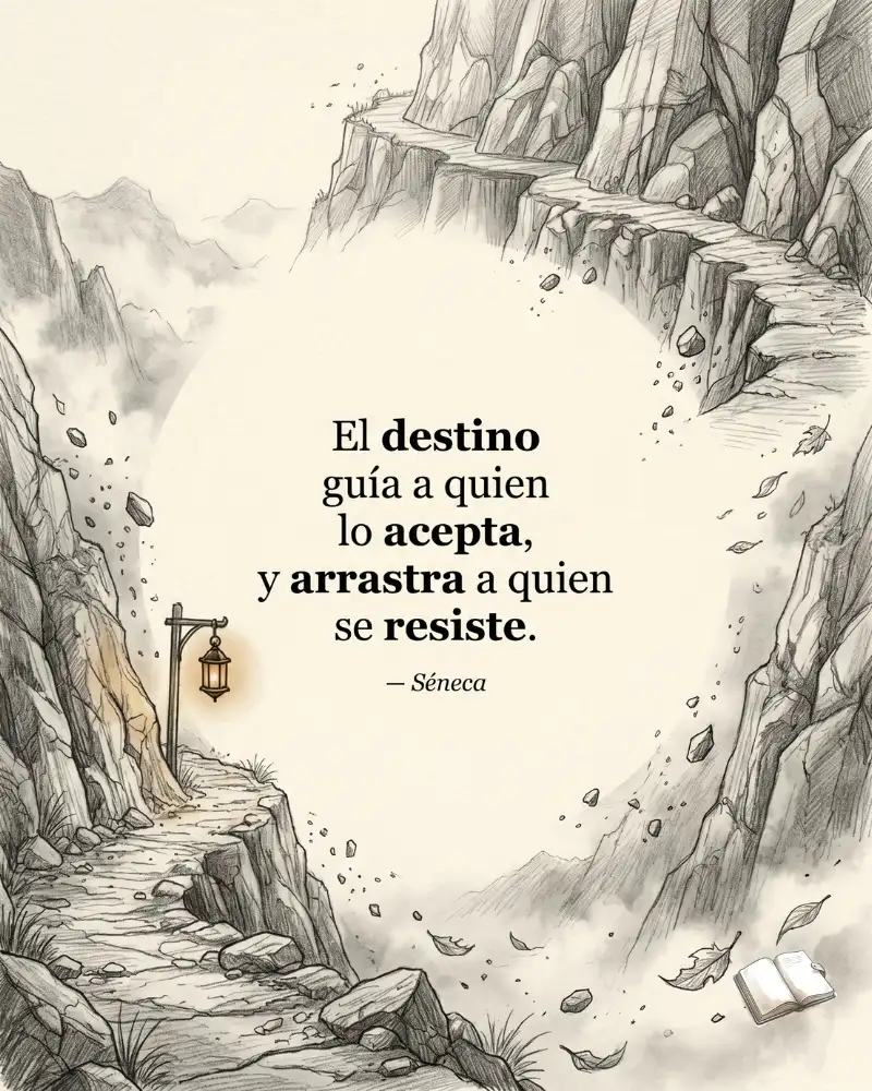 Frase de Séneca con farol antiguo.