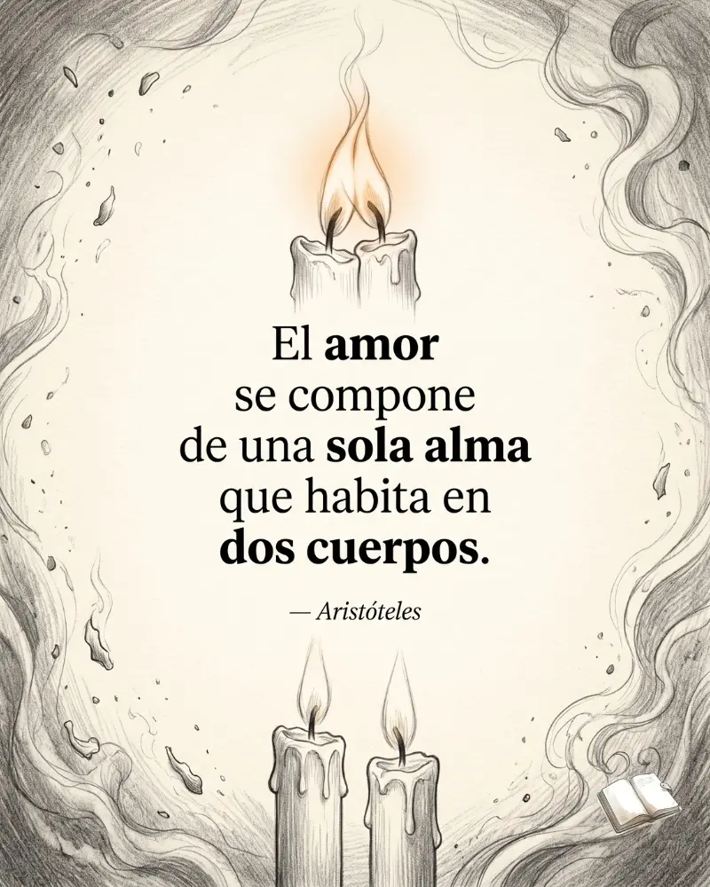 Frase de amor con llama ámbar.