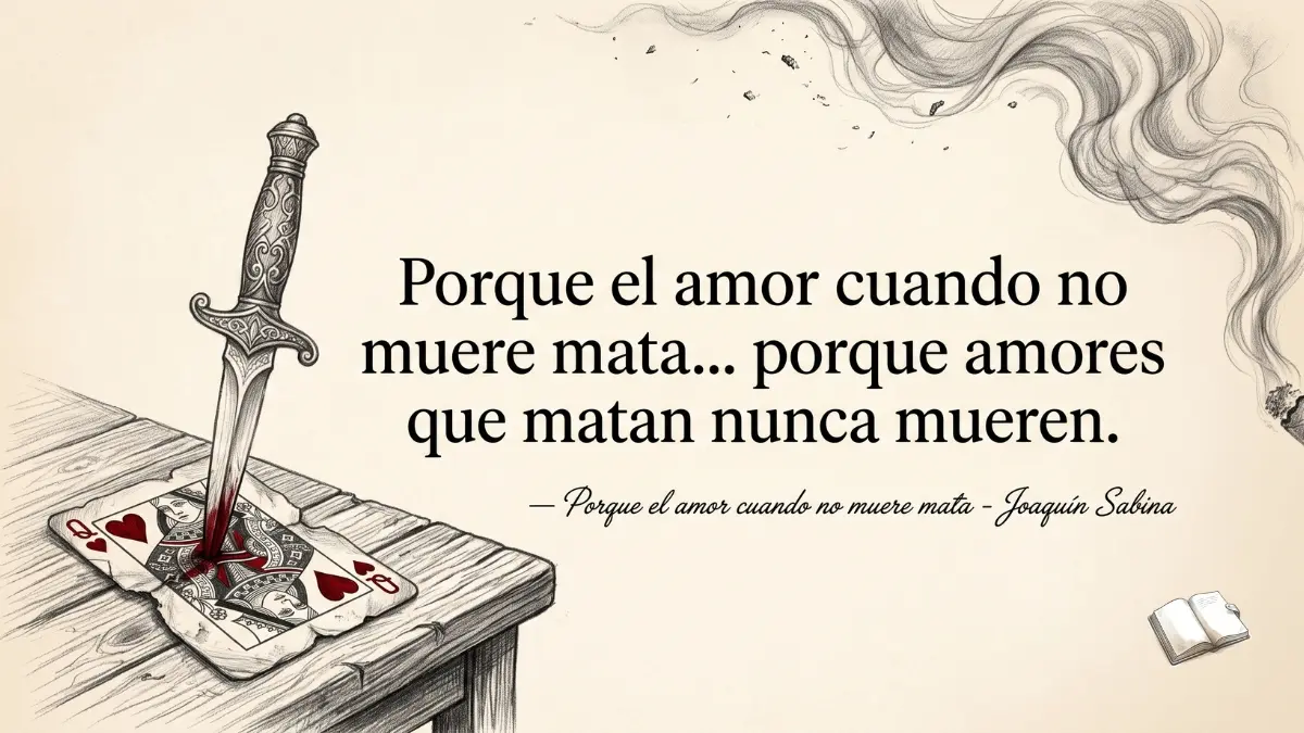 Sabina con una frase de cancion romantica