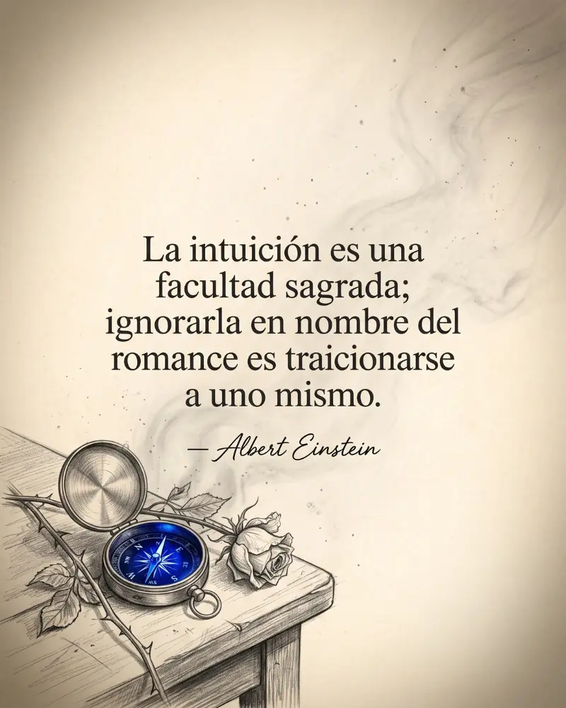 Brújula enredada con texto de red flags amor
