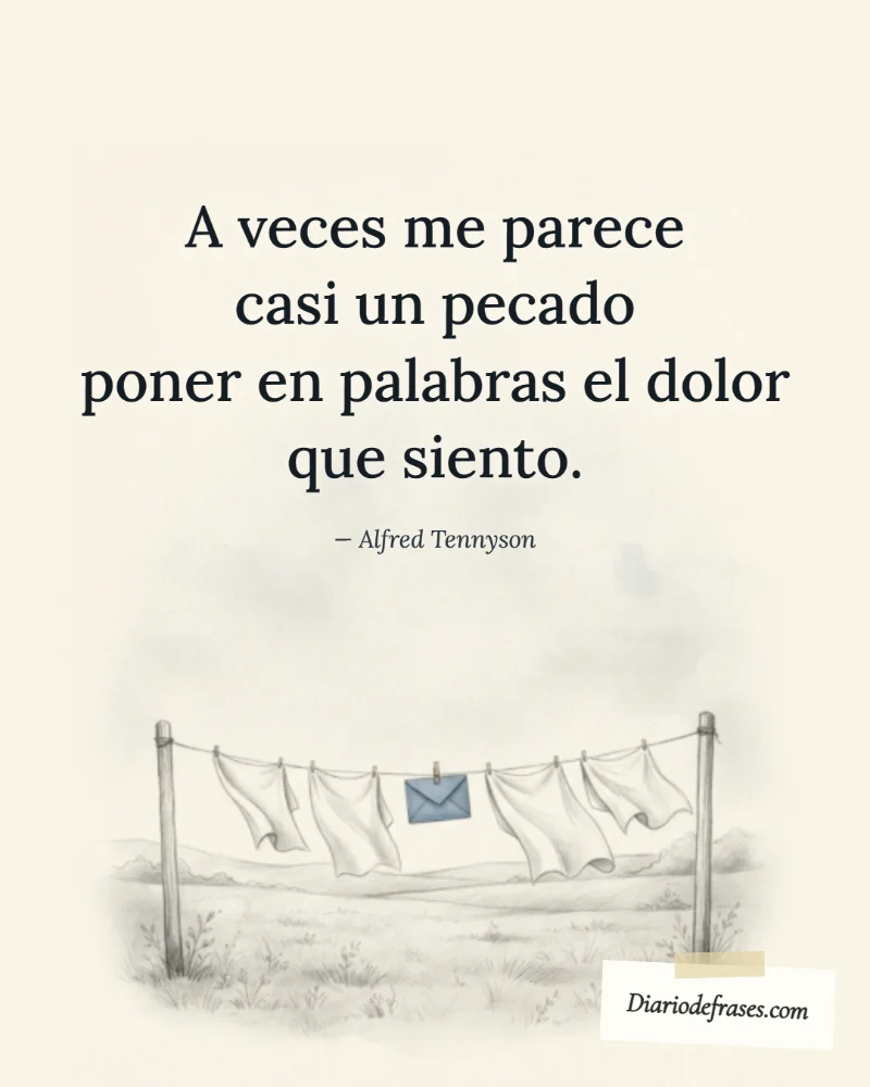 Ilustración a lápiz de la carta, con la frase «A veces me parece casi un pecado poner en palabras el dolor que siento.» de Alfred Tennyson